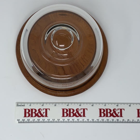 Mid Century Round Server w/ Glass Dome - Picture 3 of 5